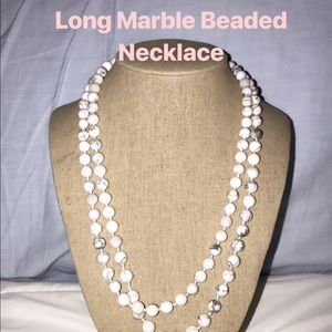 Long Marble Beaded Necklace